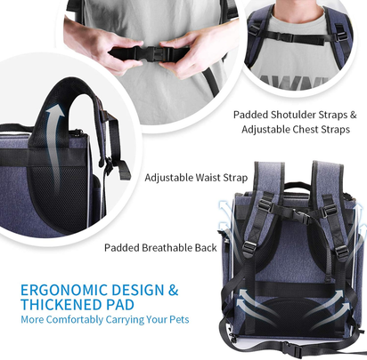 ® Foldable Cat and Small Dog Backpack Carrier - Breathable Design with Inner Safety Leash and Folding Bowl for Hiking and Travel - Ghemy.co.uk