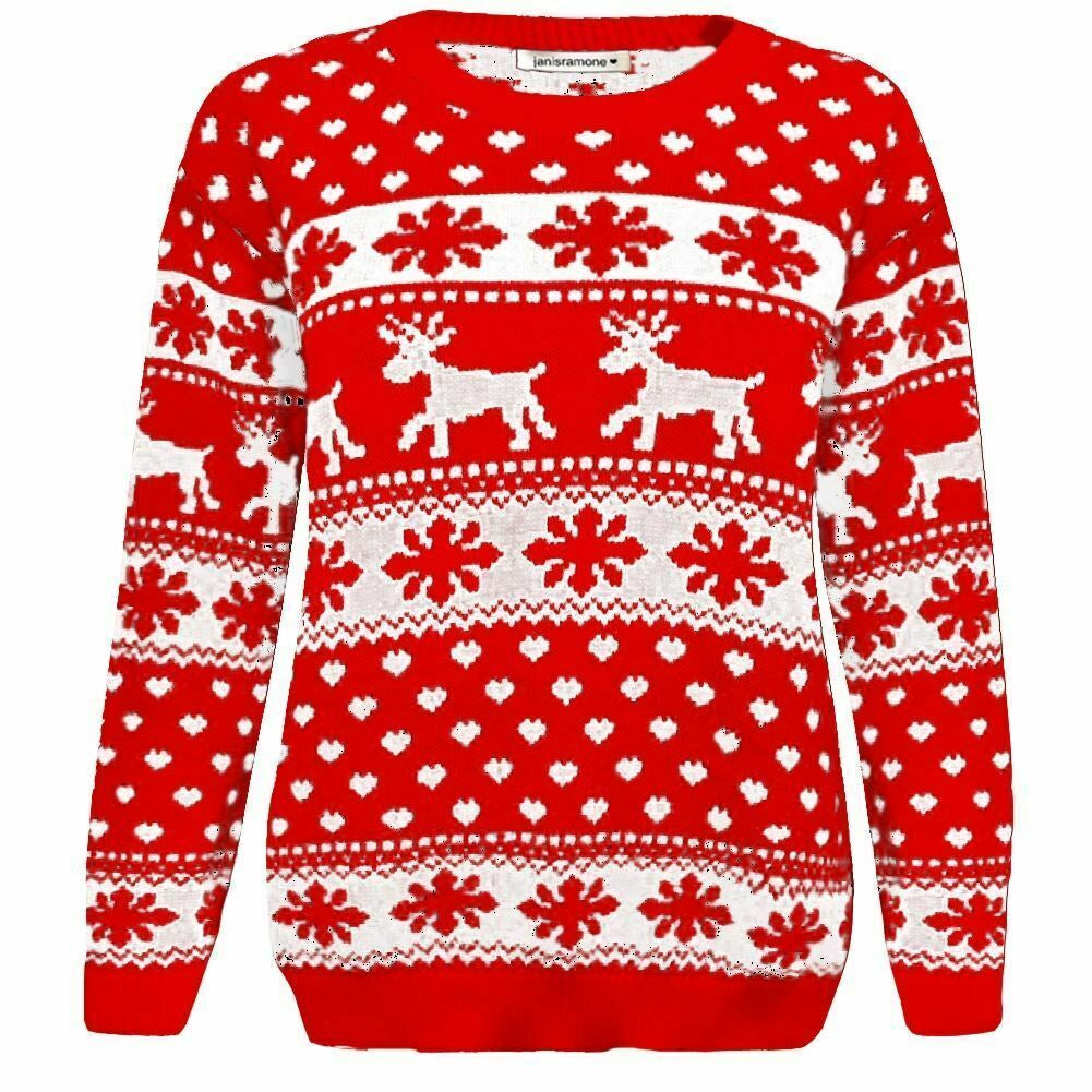 Girls Boys Xmas Jumper Reindeer Rudolph Knitted Christmas Jumper Kids Sweater - Ghemy.co.uk