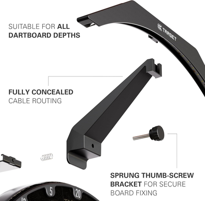 LED Dartboard Light - Bright Dart Board Lighting | Extra Long 3M Cable | Securely Fits All Dart Boards | Easy Assembly | Professional Darts Accessories - Ghemy.co.uk