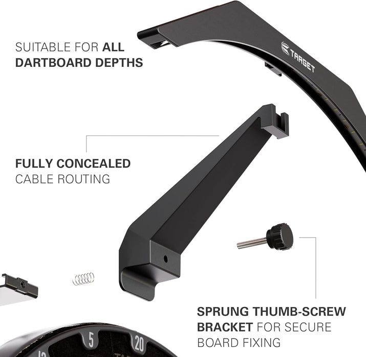 LED Dartboard Light - Bright Dart Board Lighting | Extra Long 3M Cable | Securely Fits All Dart Boards | Easy Assembly | Professional Darts Accessories - Ghemy.co.uk
