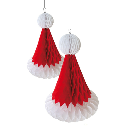2 Decorative Christmas Honeycomb Christmas Tree Tissue Hanging Santa Party D?Cor - Ghemy.co.uk