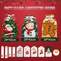 Christmas Drawstring Gift Bags Xmas Wrapping Bags for Large Medium Small Present - Ghemy.co.uk