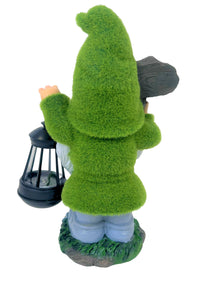 Solar Flocked Grass Gnome – “Welcome Home” Garden Lamp & Ornament