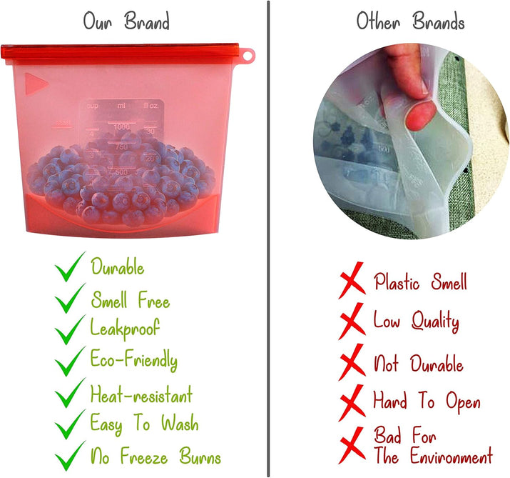 Large Freezer Bags (UK Company) Reusable Food Bags Kitchen Storage Fridge Organi - Ghemy.co.uk