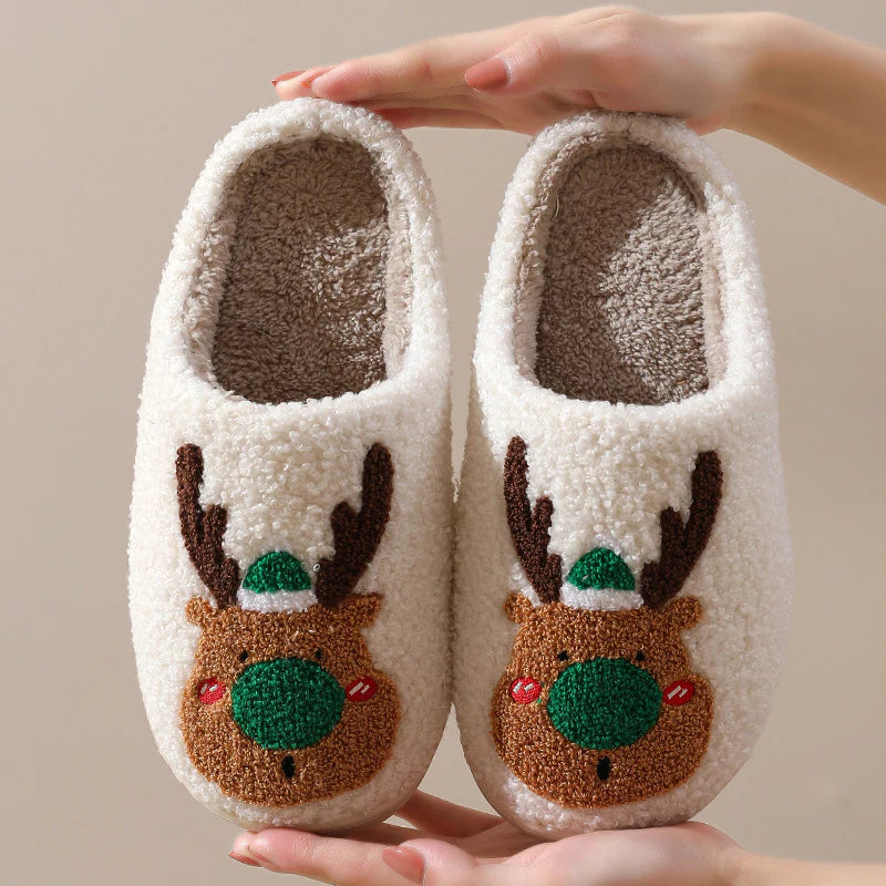 Christmas Elk Slippers – Soft, Cozy & Slip-On