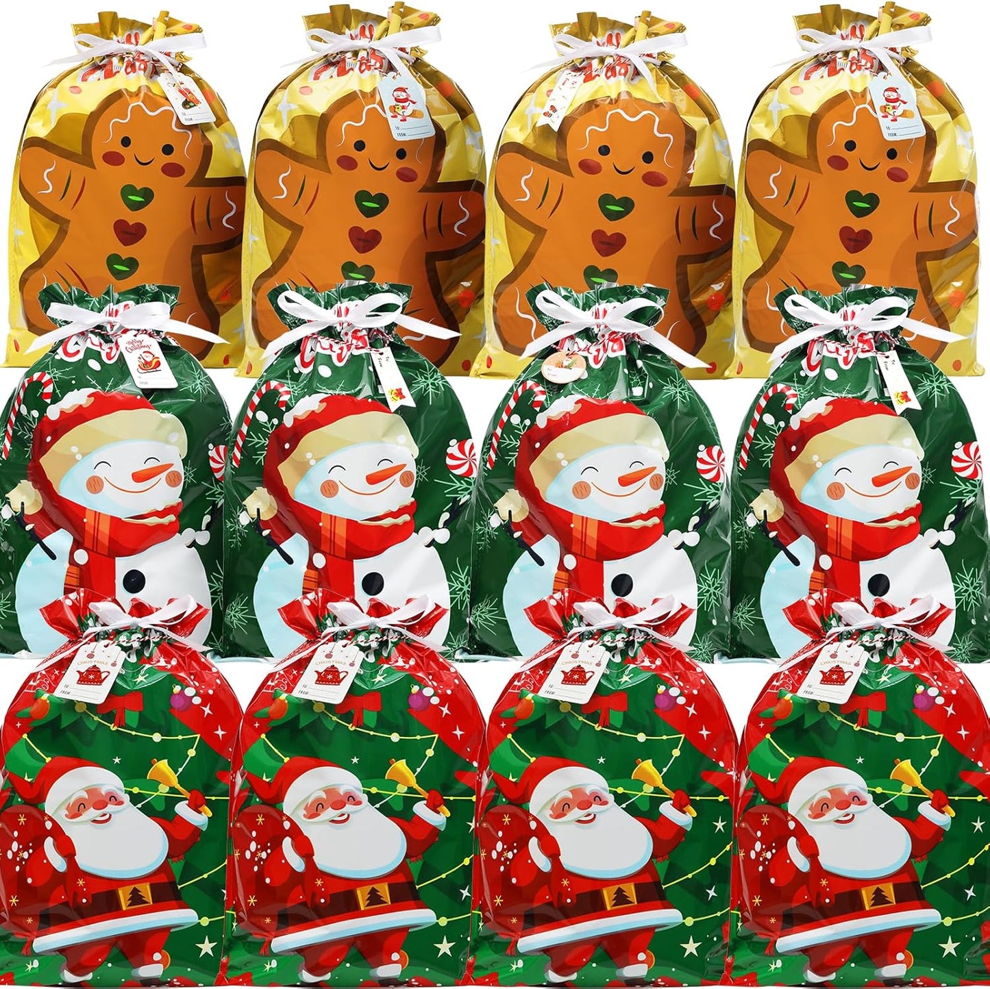 Christmas Drawstring Gift Bags Xmas Wrapping Bags for Large Medium Small Present - Ghemy.co.uk