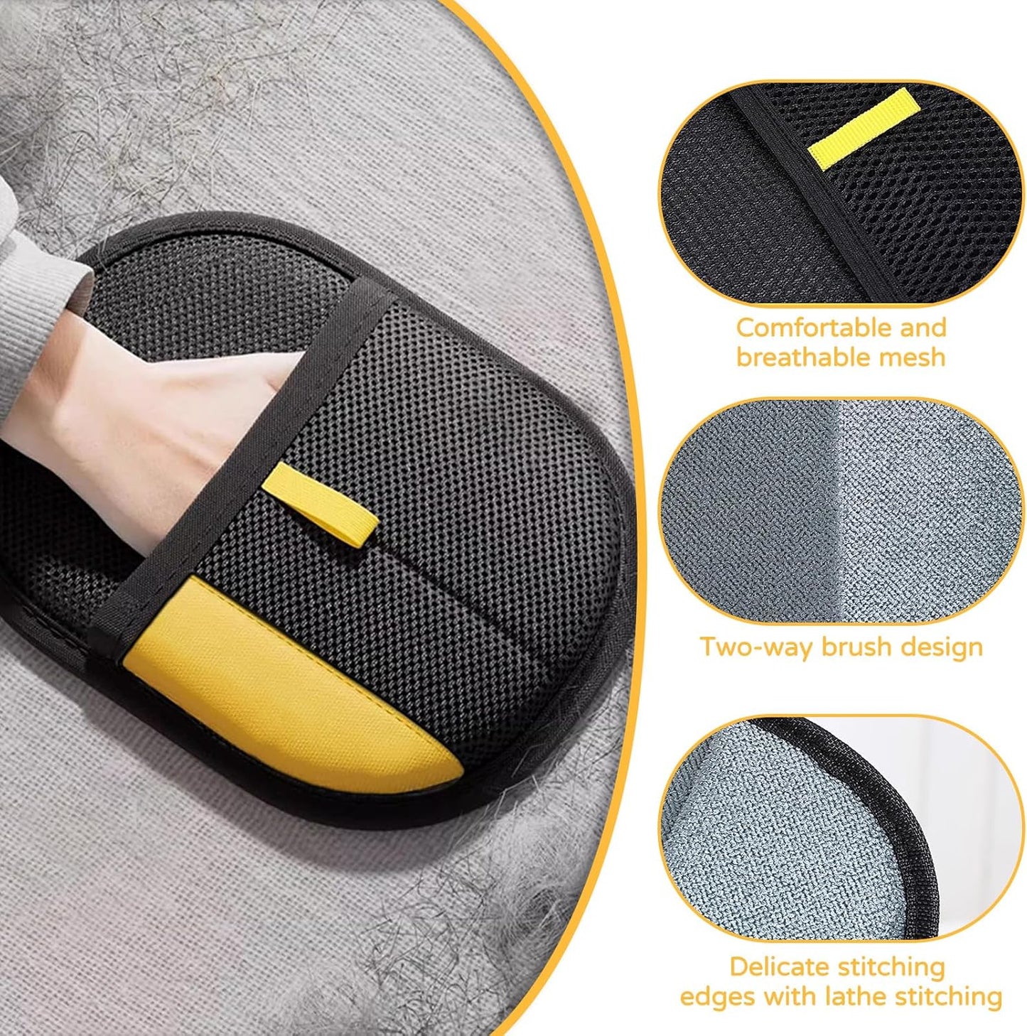 Asheyya 2 Pcs Pet Hair Removal Glove, Reusable Double Pet Grooming Gloves for Gr - Ghemy.co.uk