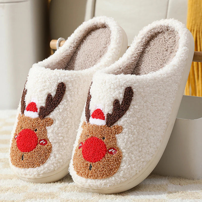 Christmas Elk Slippers – Soft, Cozy & Slip-On