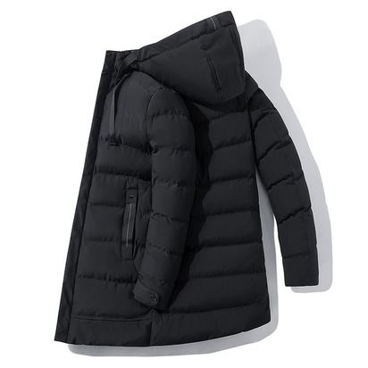 Men's Long Hooded Puffer Jacket – Quilted & Winter Warm