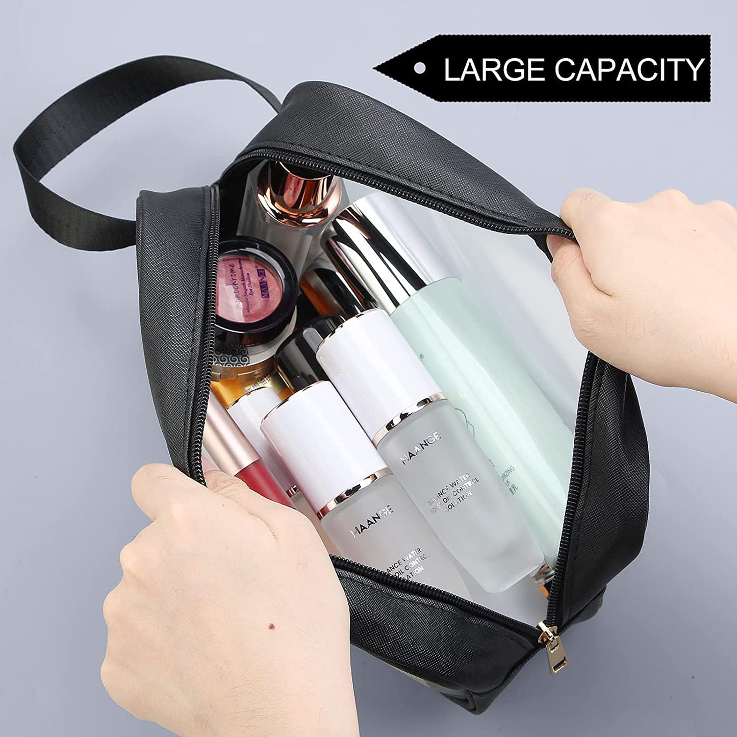 Toiletry Bag 3 PCS Clear Travel Toiletries Bag Wash Bag Translucent PVC Waterproof Makeup Bag with Zipper Toiletry Bags for Women Men(Black) - Ghemy.co.uk
