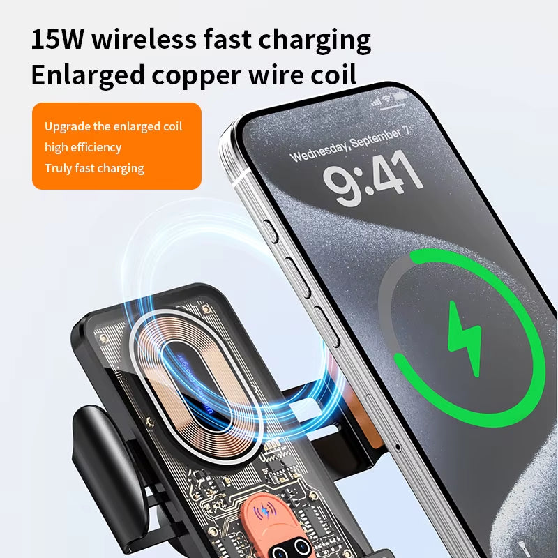 Max 66W Car Mount Phone Holder Intelligent Infrared Air Vent Clip 15W Car Wireless Charger Magnetic for Iphone Samsung Xiaomi - Ghemy.co.uk