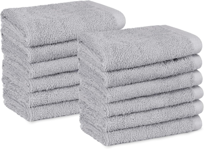 Face Towels for Bathroom, 100% Cotton Extra Absorbent Washcloth, Fast Drying - Salon Towel - 12-Pack, Grey (30 X 30 Cm) - Ghemy.co.uk