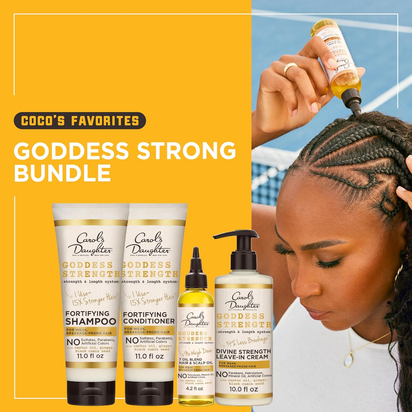 Goddess Strength Sulfate Free Shampoo, Hair Conditioner, Leave in Conditioner & Hair Treatment Oil Made with Castor Oil (4 Products) - Ghemy.co.uk