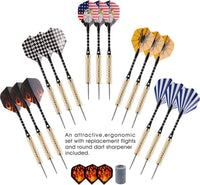 15 Pack Steel Darts 18 Grams Tip Set with Dart Sharpener and 21 Flights, Aluminum Shafts & Brass Barrels, Levels in Every Rec Room, Man Cave, Bar and Game Room - Ghemy.co.uk