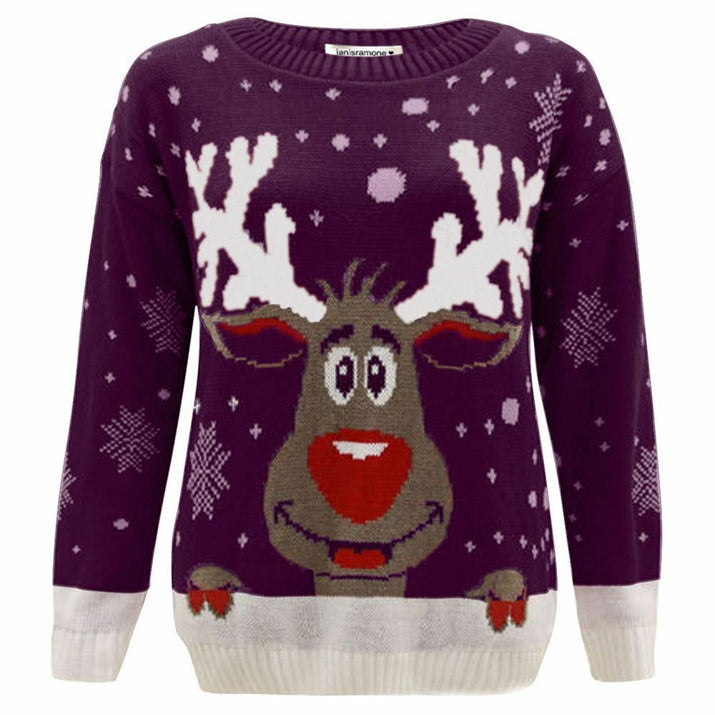 Girls Boys Xmas Jumper Reindeer Rudolph Knitted Christmas Jumper Kids Sweater