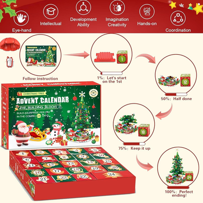 24Pcs Advent Calendar 2024 Christmas Tree Building Set Boxes Countdown Block UK - Ghemy.co.uk