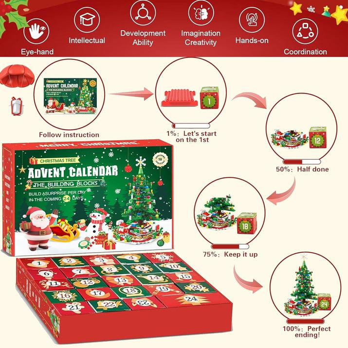 24Pcs Advent Calendar 2024 Christmas Tree Building Set Boxes Countdown Block UK - Ghemy.co.uk