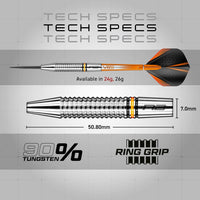Amberjack Tungsten Darts Set with Darts Flights & Dart Stems (Shafts) – Professional 90% Tungsten Premium Darts Set – Available in 22G, 23G, 24G, 25G, 26G, 27G, 28G, 30G - Ghemy.co.uk
