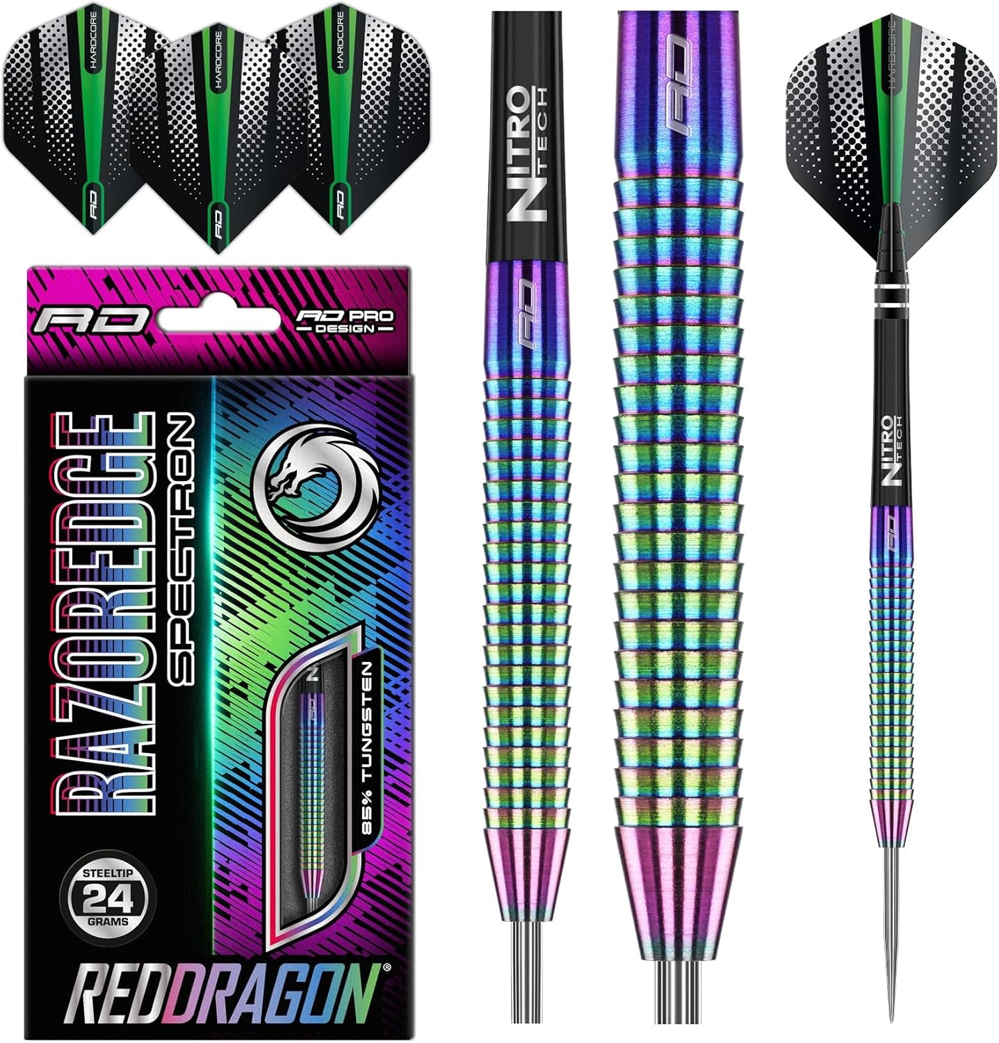 Razor Edge Spectron - Tungsten Professional Steel Darts Set with Flights and Shafts - Available in 20G, 22G, 23G, 24G, 26G - Ghemy.co.uk