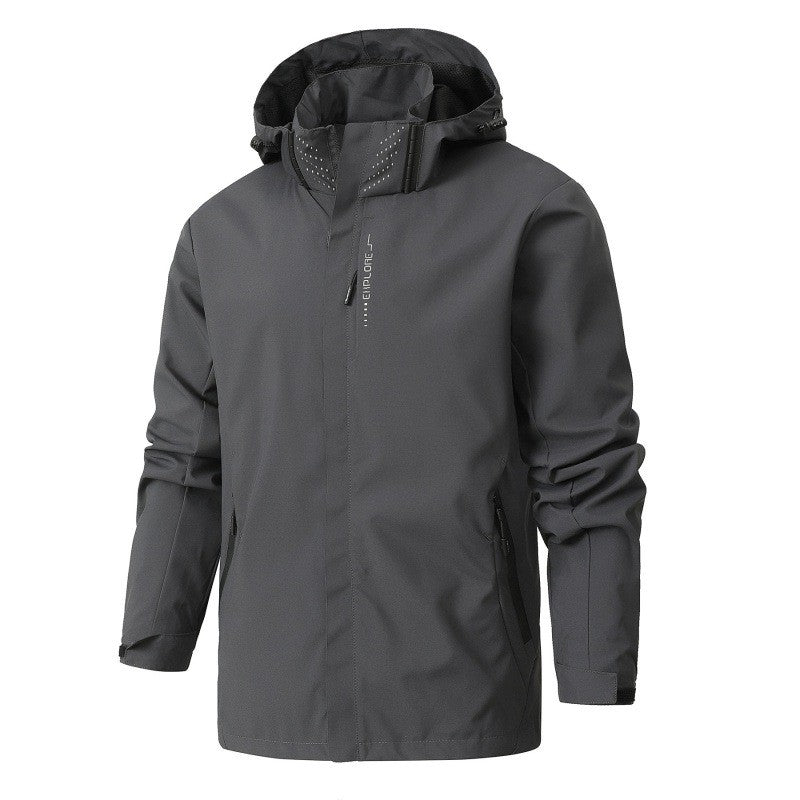Men's Waterproof Soft Shell Jacket – Hooded Windbreaker for Outdoor Wear