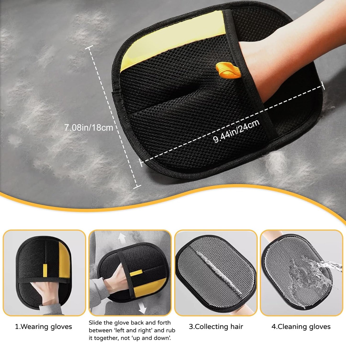Asheyya 2 Pcs Pet Hair Removal Glove, Reusable Double Pet Grooming Gloves for Gr - Ghemy.co.uk