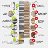 1 PC Heavy Duty over the Door Organizer 55X14X6.7, 6 Large Front & 12 Side Pockets, Hanging Storage Closet Door Organizer for Bedroom, Bathroom and Baby Nursery Storage (Ivory) - Ghemy.co.uk