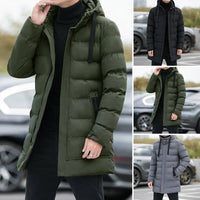 Men's Long Hooded Puffer Jacket – Quilted & Winter Warm