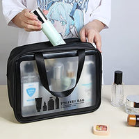 Toiletry Bag 3 PCS Clear Travel Toiletries Bag Wash Bag Translucent PVC Waterproof Makeup Bag with Zipper Toiletry Bags for Women Men(Black) - Ghemy.co.uk
