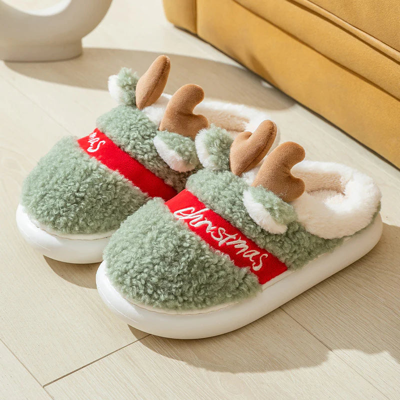 🎄 Christmas Elk Slippers – Soft & Cozy Slip-On House Shoes