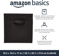 Collapsible Fabric Storage Cube/Organiser with Handles, Pack of 6, Solid Black, 26.6 X 26.6 X 27.9 Cm - Ghemy.co.uk