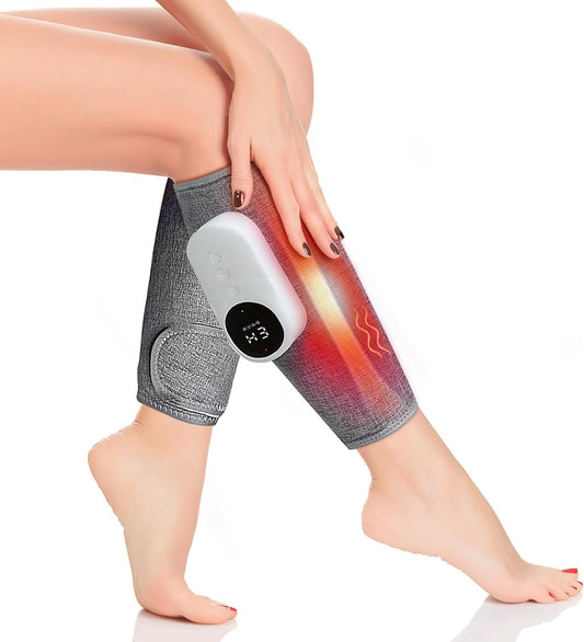 Leg Massager - Calf Massager for Circulation and Pain Relief,3 Intensity Levels, 3 Modes, Heat Function, Type-C Rechargeable, Adjustable Size, Muscle Relaxation 1Pack (Gray) - Ghemy.co.uk