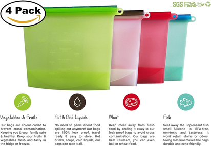 Large Freezer Bags (UK Company) Reusable Food Bags Kitchen Storage Fridge Organi - Ghemy.co.uk