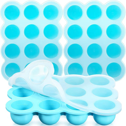 3 Pcs Baby Food Storage Container 12 Cup Silicone Baby Food Freezer Tray with Lid Stackable Reusable Silicone Baby Food Freezer Storage Tray for Food Vegetable Fruit Puree and Breast Milk (Blue) - Ghemy.co.uk