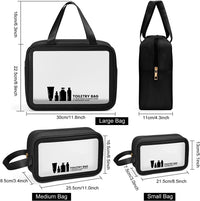 Toiletry Bag 3 PCS Clear Travel Toiletries Bag Wash Bag Translucent PVC Waterproof Makeup Bag with Zipper Toiletry Bags for Women Men(Black) - Ghemy.co.uk