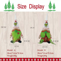 2 Pieces Christmas Gnomes Decorations Grinch Christmas Decorations Green Bread - Ghemy.co.uk