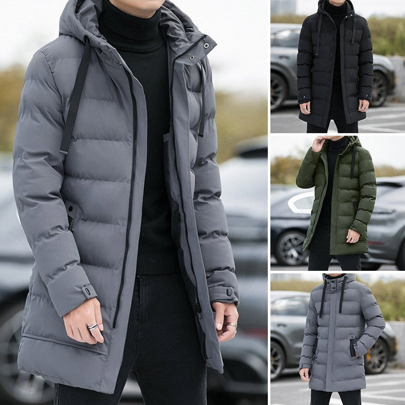 Men's Long Hooded Puffer Jacket – Quilted & Winter Warm