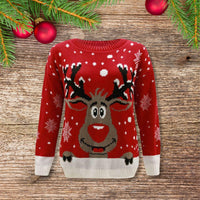 Girls Boys Xmas Jumper Reindeer Rudolph Knitted Christmas Jumper Kids Sweater
