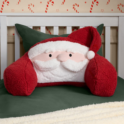 Santa Cuddle Cushion for Kids – Soft Teddy Fleece Christmas Reading Pillow