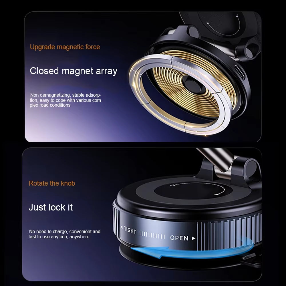 15W Wireless Charging Magnetic Car Phone Holder 360 Degree Rotation Foldable Rotatablenavigation Stand Bracket for Smartphones - Ghemy.co.uk
