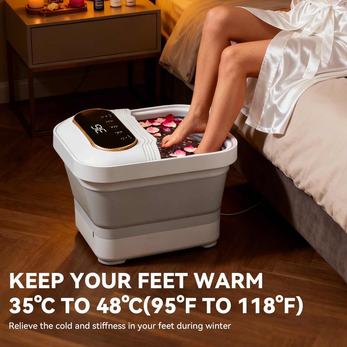 Foot Spa Bath Massager Folding Electric Pedicure Foot Spa Basin Heat Bubbles - Ghemy.co.uk