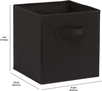 Collapsible Fabric Storage Cube/Organiser with Handles, Pack of 6, Solid Black, 26.6 X 26.6 X 27.9 Cm - Ghemy.co.uk