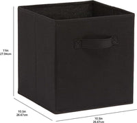 Collapsible Fabric Storage Cube/Organiser with Handles, Pack of 6, Solid Black, 26.6 X 26.6 X 27.9 Cm - Ghemy.co.uk