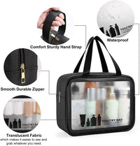 Toiletry Bag 3 PCS Clear Travel Toiletries Bag Wash Bag Translucent PVC Waterproof Makeup Bag with Zipper Toiletry Bags for Women Men(Black) - Ghemy.co.uk