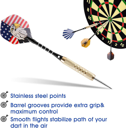 15 Pack Steel Darts 18 Grams Tip Set with Dart Sharpener and 21 Flights, Aluminum Shafts & Brass Barrels, Levels in Every Rec Room, Man Cave, Bar and Game Room - Ghemy.co.uk
