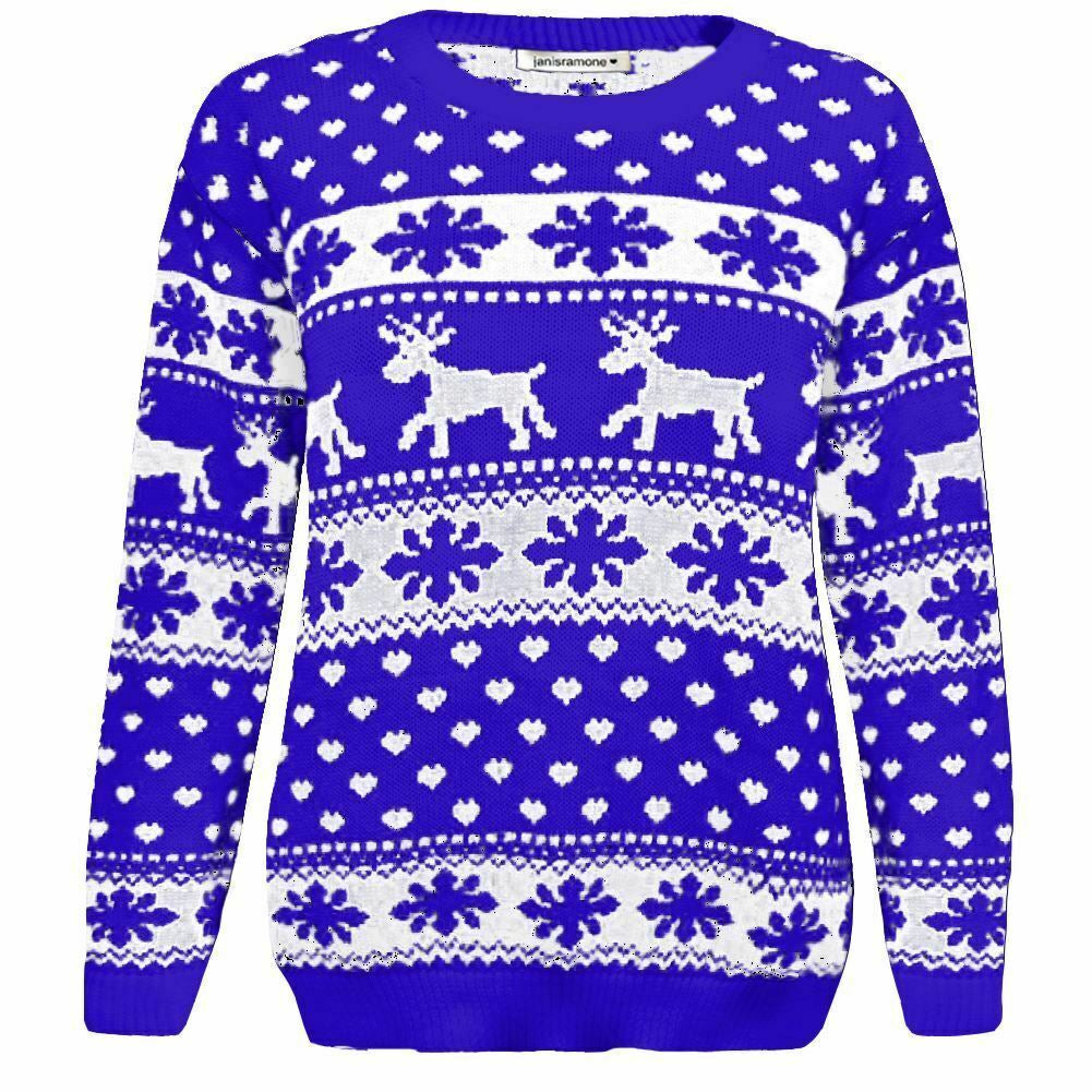 Girls Boys Xmas Jumper Reindeer Rudolph Knitted Christmas Jumper Kids Sweater - Ghemy.co.uk