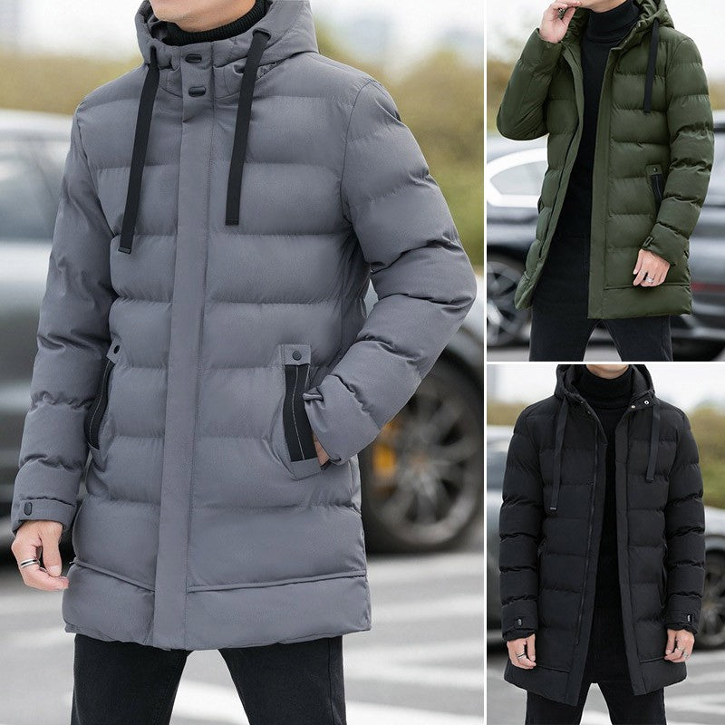 Men's Long Hooded Puffer Jacket – Quilted & Winter Warm