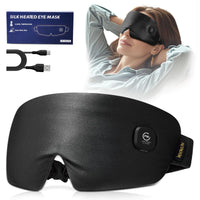 Silk Cordless Heated Eye Mask for Dry Eyes FSA HSA Eligible Warm Eye Compress Moist Heat Eye Heating Pad for Dry Eyes Stye Treatment Eye Strain Travel Washable Rechargeable Black - Ghemy.co.uk
