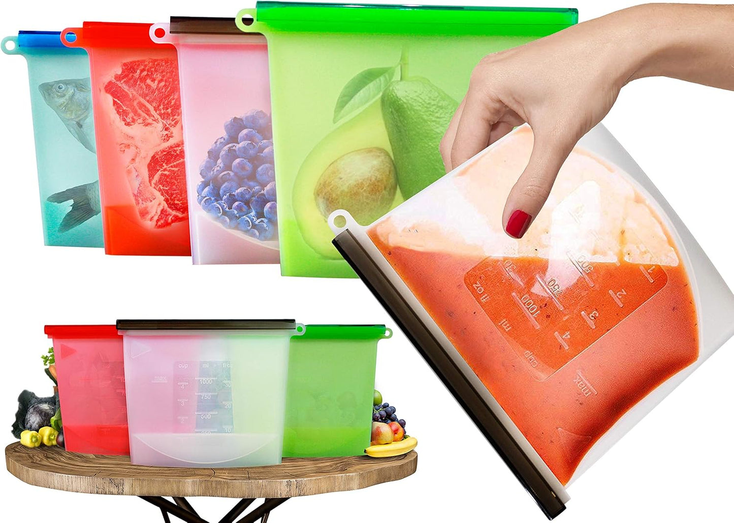 Large Freezer Bags (UK Company) Reusable Food Bags Kitchen Storage Fridge Organi - Ghemy.co.uk