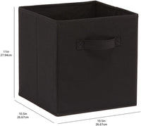 Collapsible Fabric Storage Cube/Organiser with Handles, Pack of 6, Solid Black, 26.6 X 26.6 X 27.9 Cm - Ghemy.co.uk