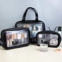 Toiletry Bag 3 PCS Clear Travel Toiletries Bag Wash Bag Translucent PVC Waterproof Makeup Bag with Zipper Toiletry Bags for Women Men(Black) - Ghemy.co.uk